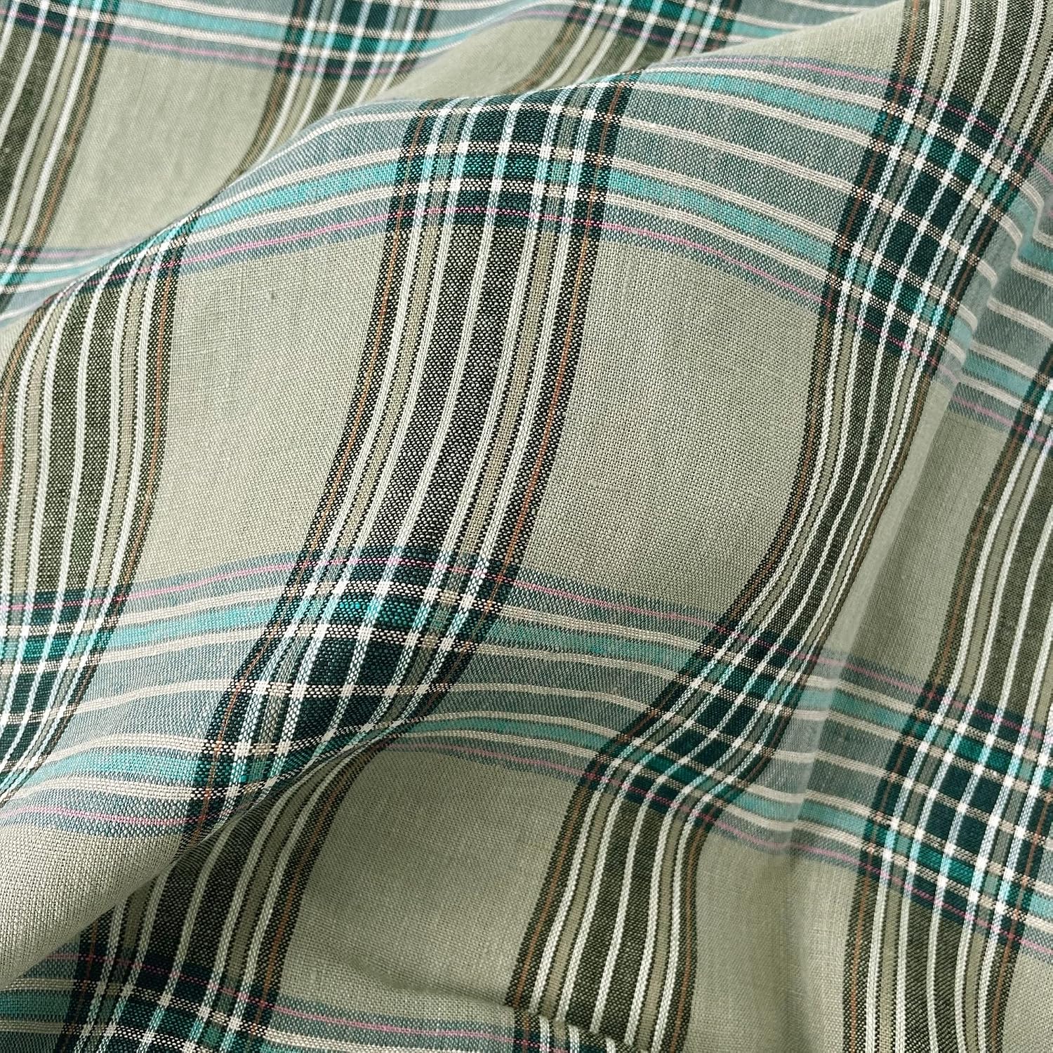 Linen Khaki Grid Plaid 7334 Khaki