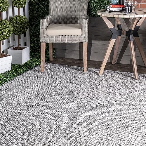 Miniatura 8 de nuLOOM Wynn - Alfombra trenzada para interiores y exteriores, 8.6pies x 11.6pies, color gris clarosal y pimienta