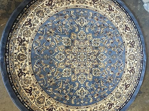 Miniatura 8 de Alfombra tradicional persa redonda Deir Debwan de 330.000 puntos, diseño azul 603 (7 pies 9 pulgadas x 7 pies 9 pulgadas)