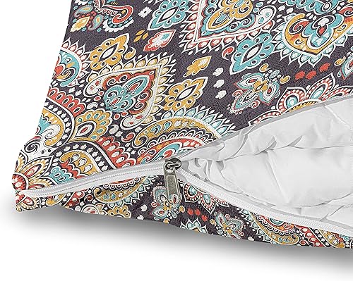 Miniatura 4 de Ambesonne Manta de viaje étnica, estilo bohemio, estilo vintage, oriental inspirado, arte tradicional, almohada y edredón, combo dos en uno para