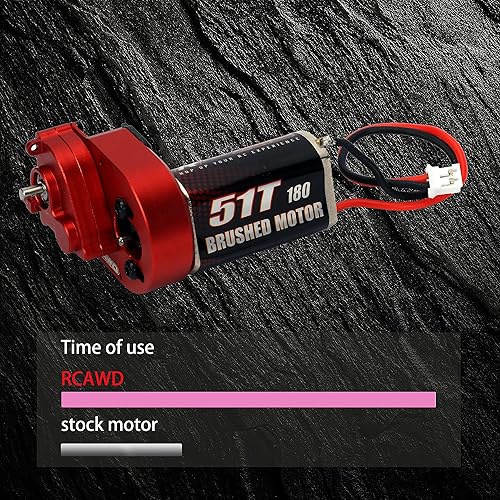 Miniatura 10 de RCAWD Cepillo de carbono mejorado 51T (vuelta) motor cepillado de tamaño 180 y carcasa de engranajes centrales de aleación, transmisión ensamblada