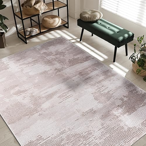 Miniatura 7 de CAMILSON Alfombras modernas de lujo de 5 x 7 pulgadas, estilo vintage, envejecidas, suaves, de pelo medio, resistente a las manchas, fácil limpieza,