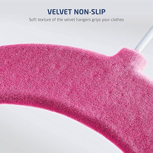 Miniatura 6 de Zober Perchas de terciopelo para bebé, paquete de 50 perchas antideslizantes para camisas, pantalones y vestidos con gancho giratorio, perchas