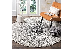 SAFAVIEH Evoke Collection 8' Round Area Rug in Black & Ivory