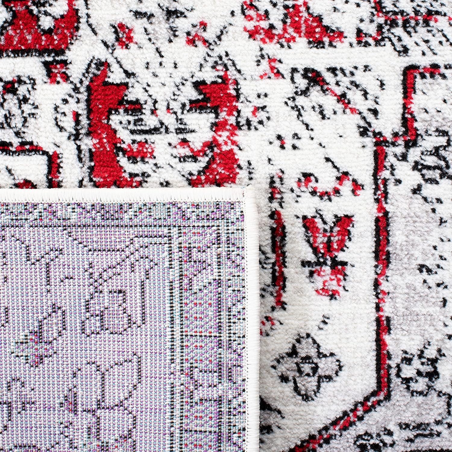 SAFAVIEH Skyler Collection 9' x 12' Red/Ivory SKY101Q Medallion Distressed Non-Shedding Living Room Dining Bedroom Area Rug