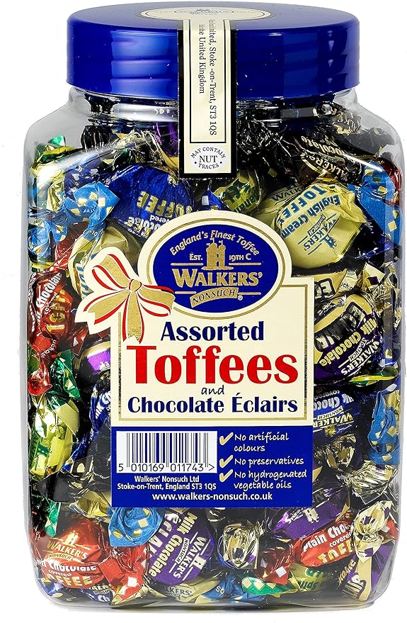 WALKERS NONSUCH Assorted Toffees and Chocolate Eclairs Jars 1.25 kg