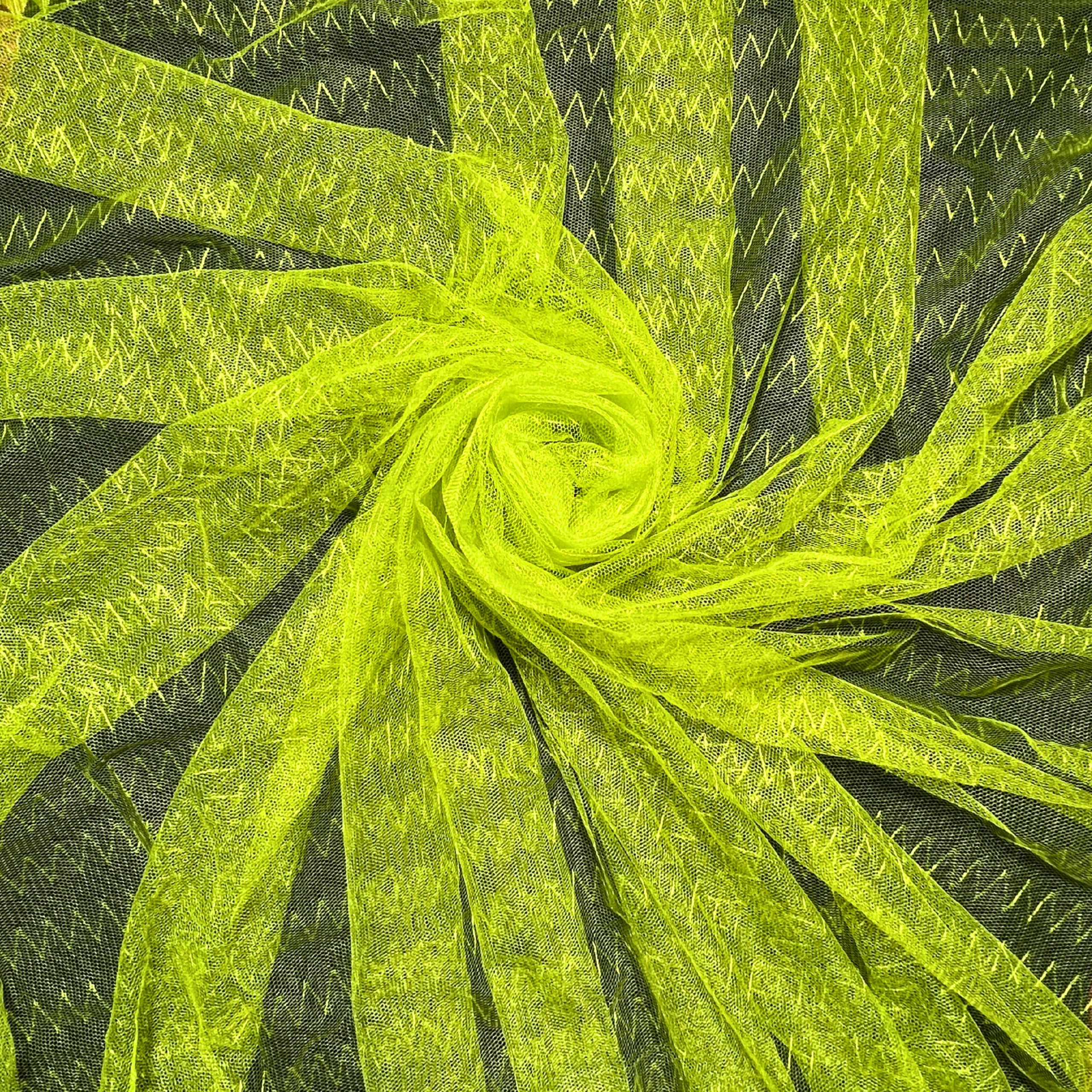 Foldable Cotton Mosquito Net for Double Bed | Zigzag Wave Pattern Machardani | Lightweight and Travel-Friendly Mosquito Net for Indoor and Outdoor Use | 6x7 Ft (Lime Green)-image-4