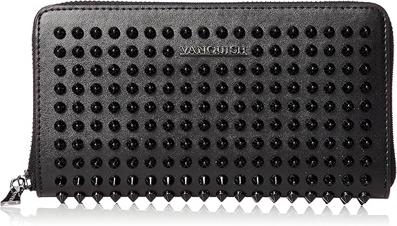 VANQUISH スタッズ長財布 黒 ヴァンキッシュ VANQUISH スタッズラウンドZIP WALLET （BLK/GLD