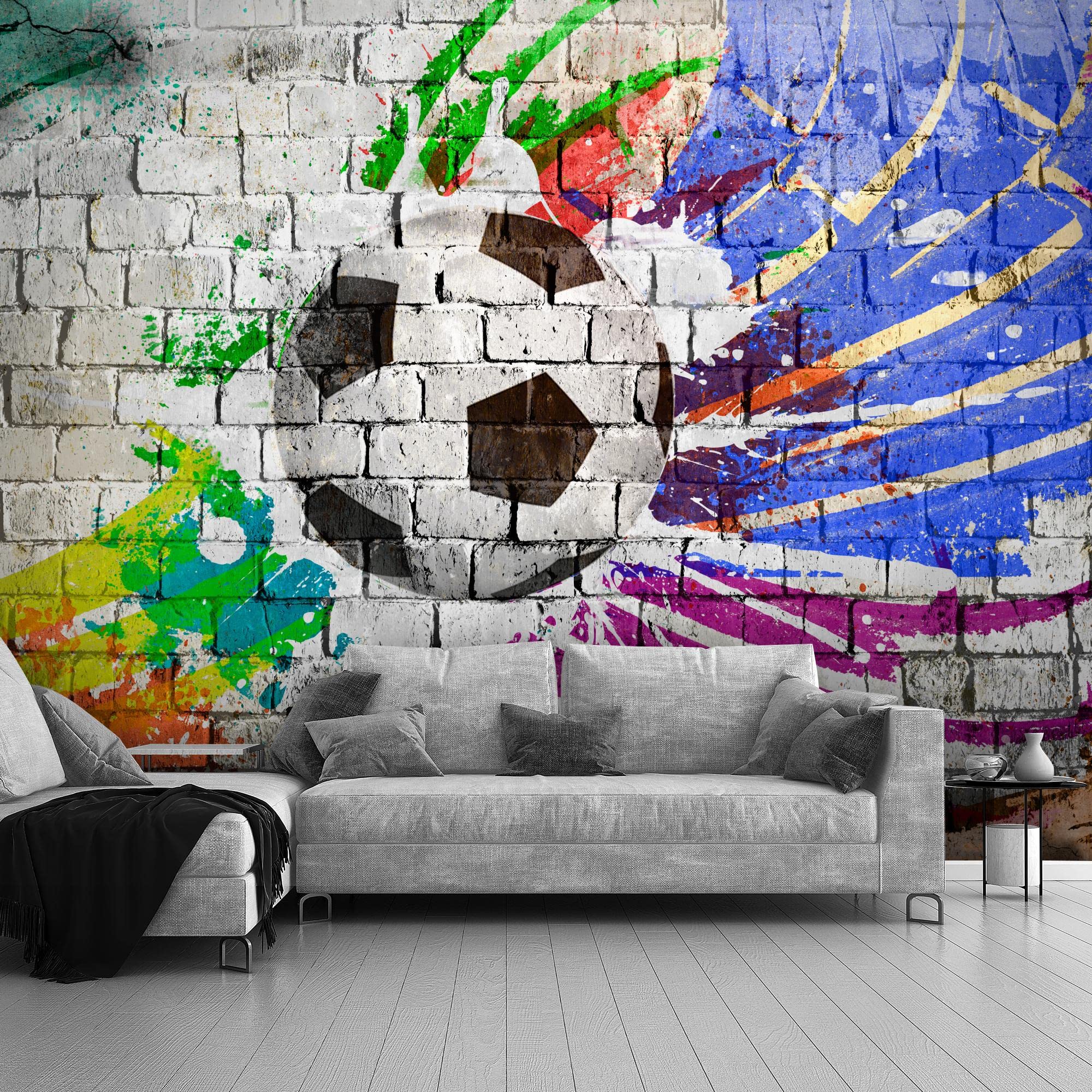 Runa Art Papel tapiz fotográfico muro de piedra de fútbol 352 x 250 cm Lana Fondo De Pantalla XXL Moderna Decoración De Pared Sala Cuarto Oficina Salón Vistoso 9021011b