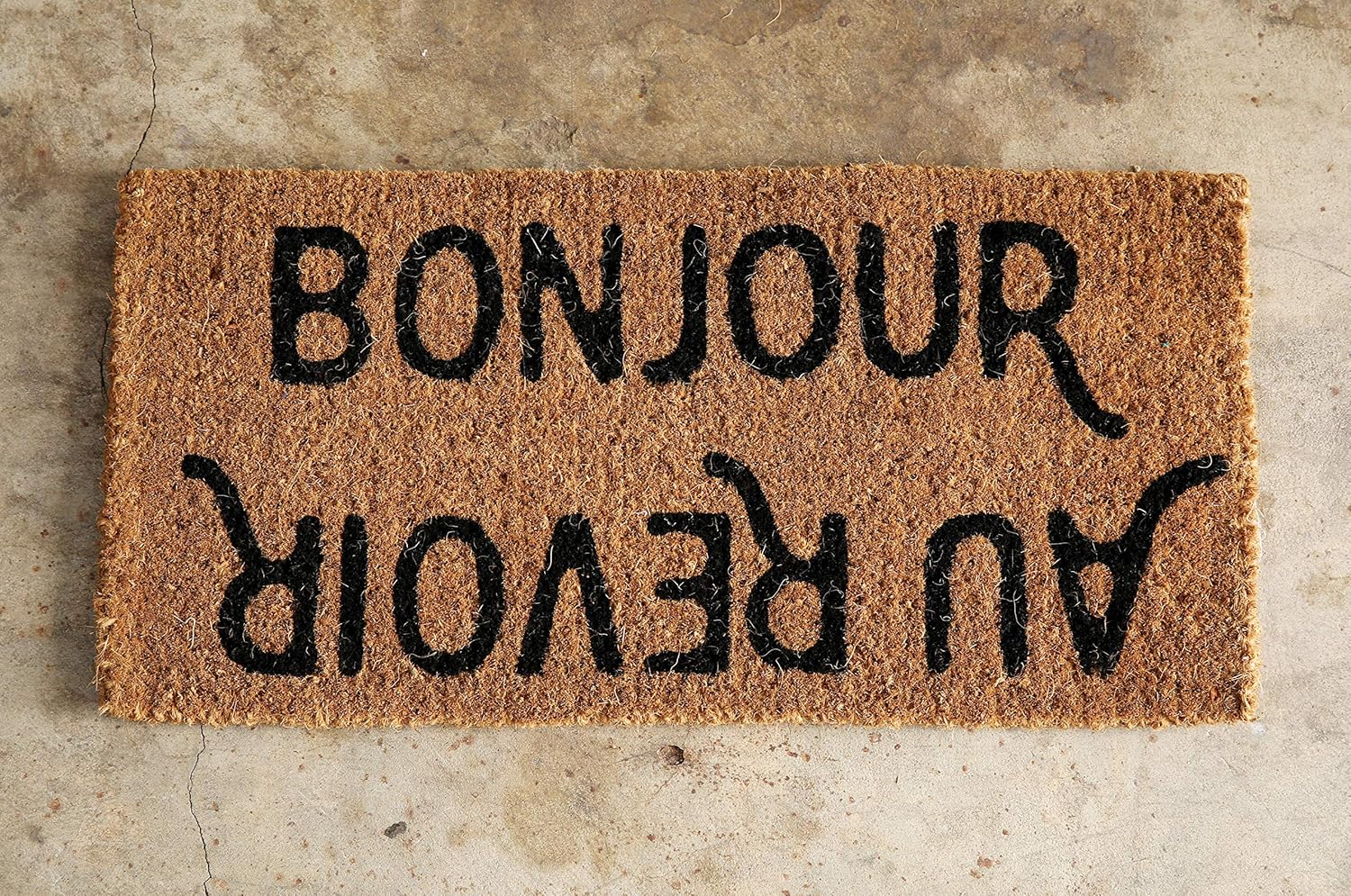 Creative Co-Op Bonjour/Au Revoir Rectangle Coir Doormat