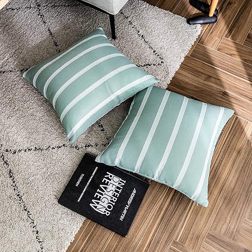 Vista 31 de Home Brilliant Large Stripe Decorative Pillow Covers Euro Shams Cover for Living Room, 24x24 inches(60x60 cm) Set of 2, Tan