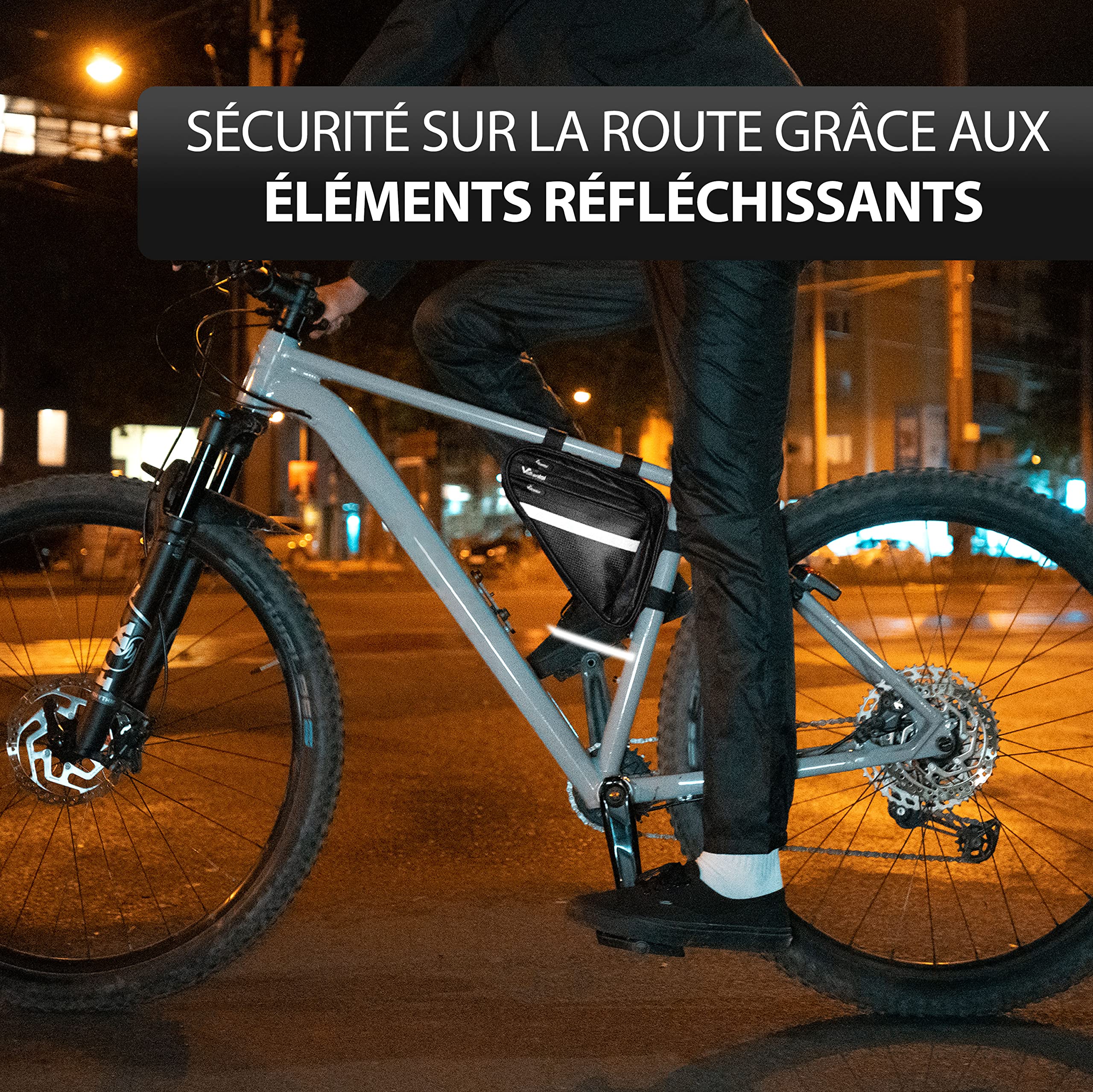 Valkental - Sacoche de Cadre Imperméable et Spacieuse - Volume 1,5L - Sacoche de Vélo avec Réflecteurs et Compartiments Pratiques