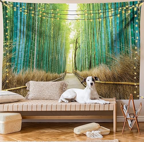 Miniatura 8 de Ambesonne Tapiz de bosque, fotografía panorámica del parque paisajístico histórico en Japón, estampado romántico, colgante de pared ancho para