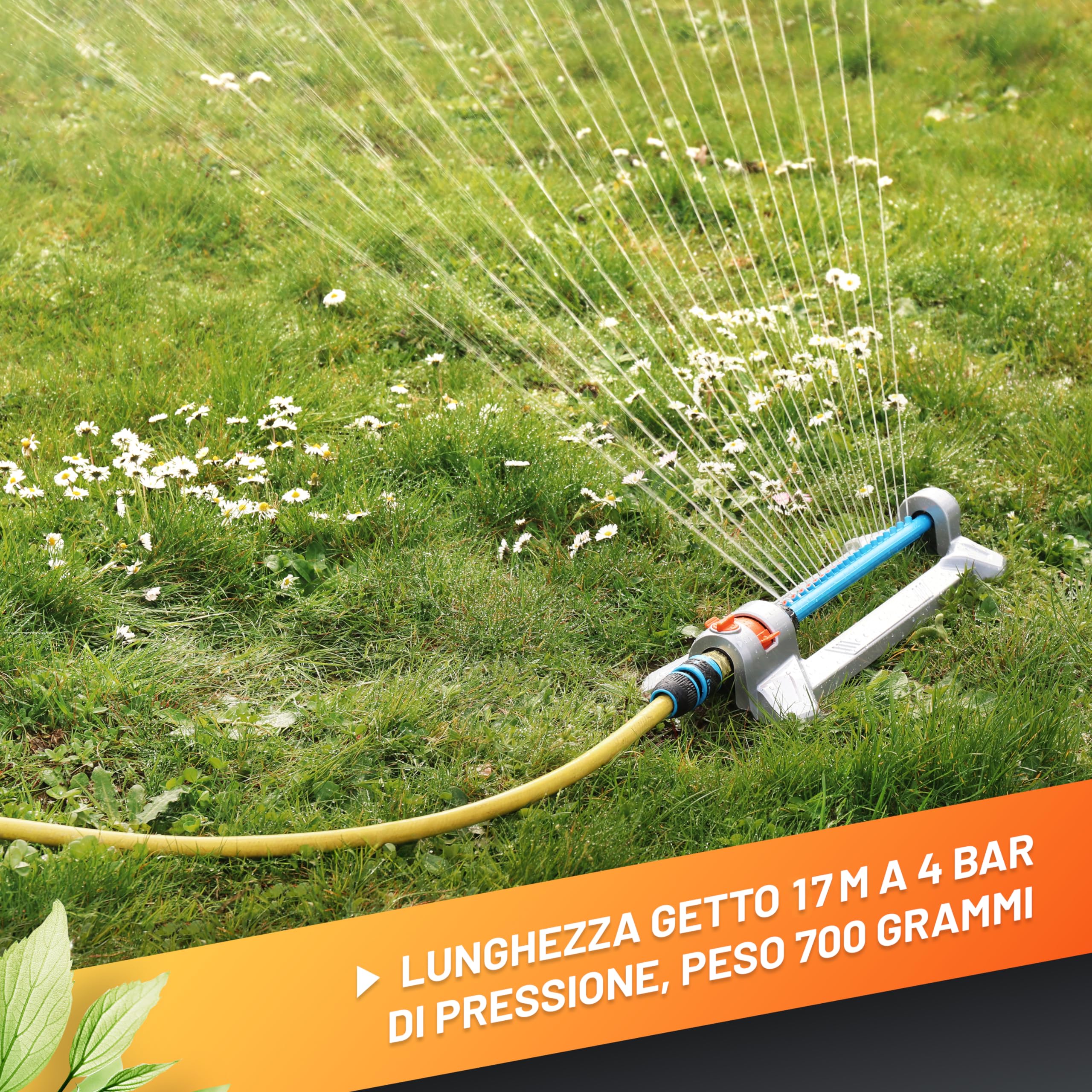 GRÜNTEK Irrigatore da Giardino Oscillante Automatico. Irrigatore in Metallo | Irrigazione automatica · Giardino, prato e erba Rettangolare Medio Grandi fino a 352m² · Getto regolabile fino a 18 m