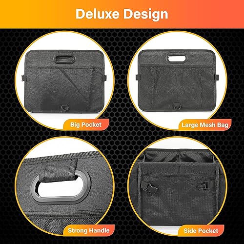 Miniatura 3 de YSSOA Organizador plegable para maletero de automóvil con múltiples compartimentos, poliéster Oxford impermeable 600D, 50L, almacenamiento para