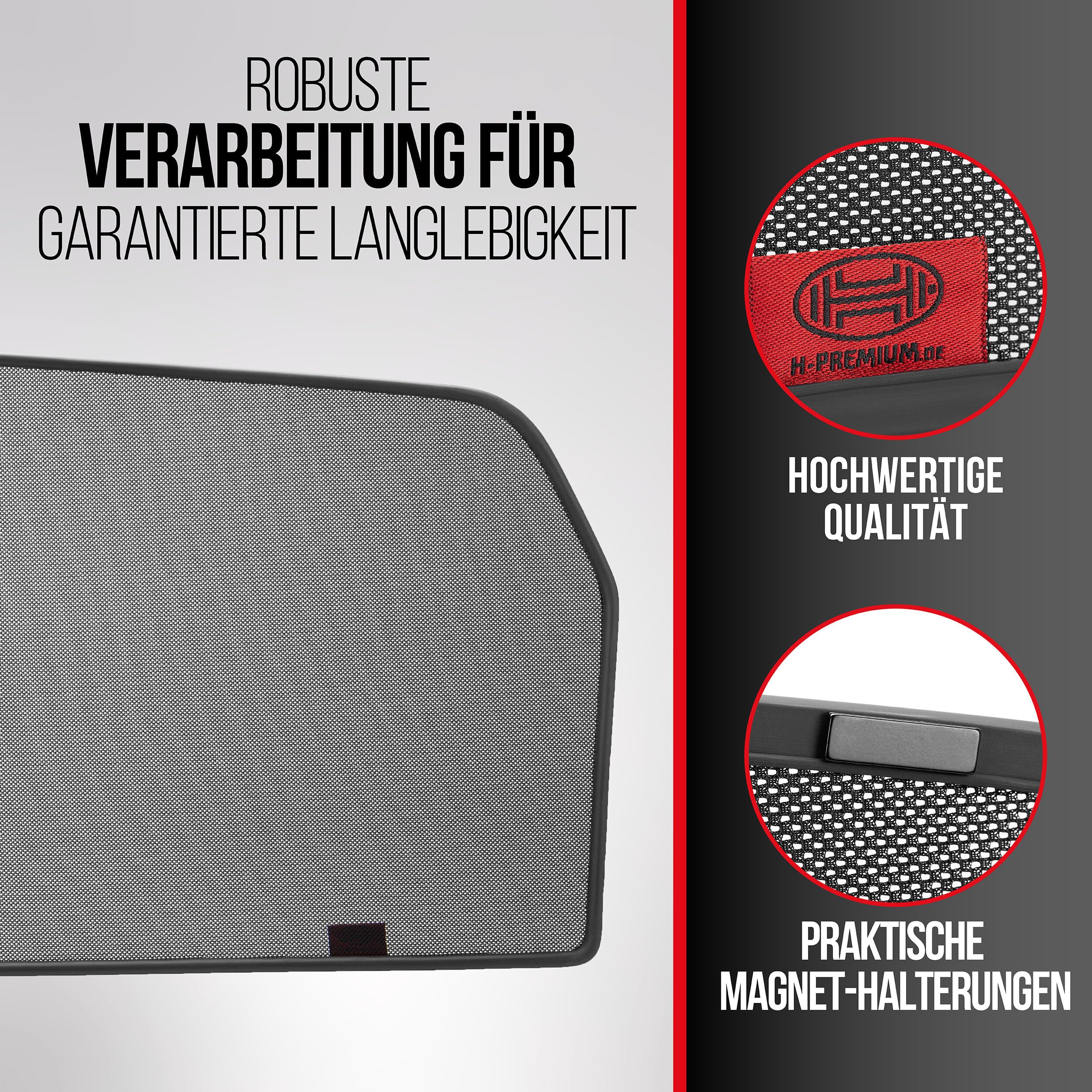 HEYNER® Sonnenschutz Magnethalterung Seat Leon (3) ab 2012 – 2er Set für hintere Türen, passgenau, grau, gummierter Rahmen