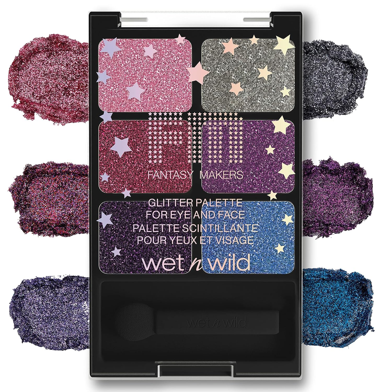 wet n wild Fantasy Makers Glitter Eyeshadow Palette, Long Wearing Shimmering Brilliance, Creamy Texture, 6 Complementary Shades, Cruelty-Free – Rest in Pink