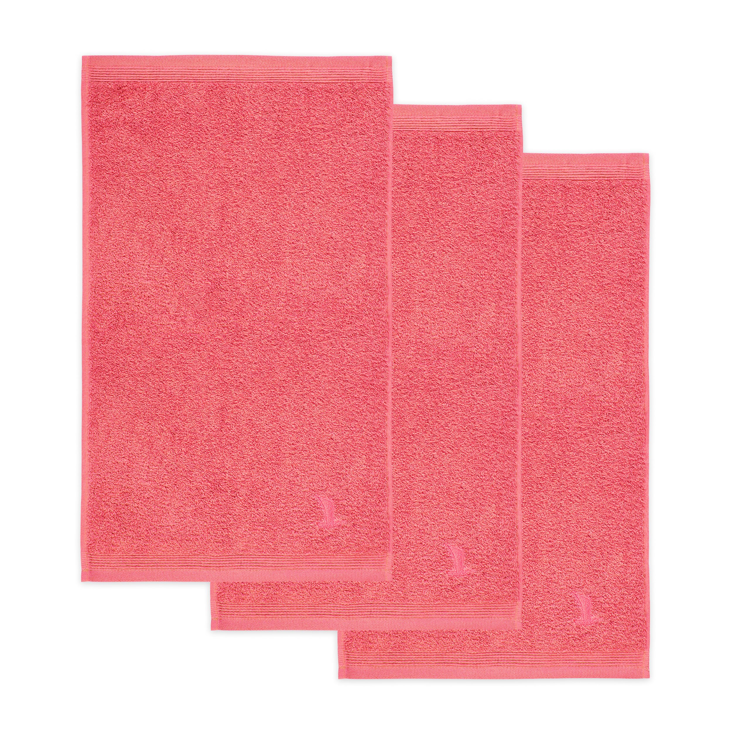 Möve Superwuschel Guest Towel 30 x 50 cm 100% Cotton Coral Set of 3