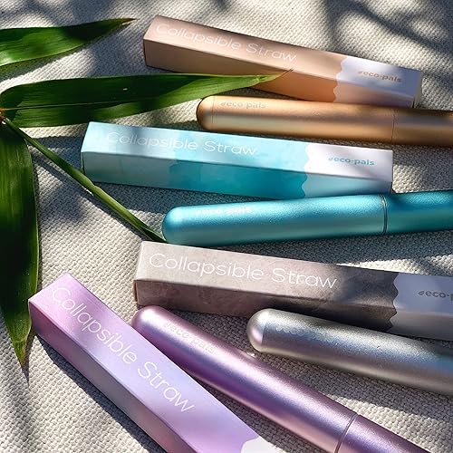 Miniatura 8 de Paquete de 3 popotes Eco-Pals  Pajitas plegables reutilizables para beber  Pajita de acero inoxidable  Apto para lavavajillas (carbón + espuma de