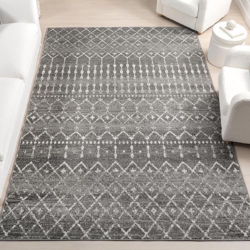 nuLOOM 5x7 Moroccan Blythe Area Rug, Dark Grey, Faded Bohemian Design, Stain Resistant, For Bedroom, Dining Room, Living Room, Hallway, Office, Kitchen, Entryway