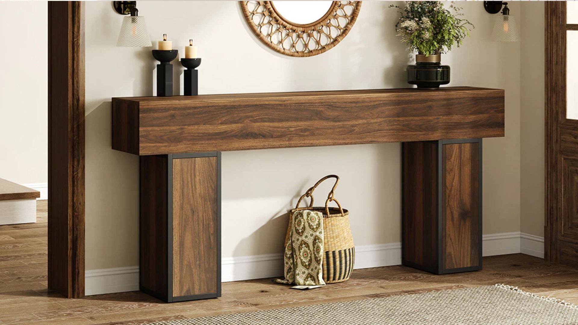Amazon.com: knoworld 70.9-Inch Long Console Table, Wooden Sofa