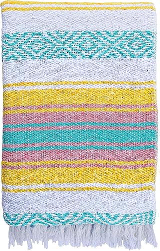 Miniatura 10 de El Paso Designs – Manta mexicana de yoga – 51 x 74"– Colorida manta de estudio mexicano Falsa – ideal para yoga, camping, picnic, playa manta