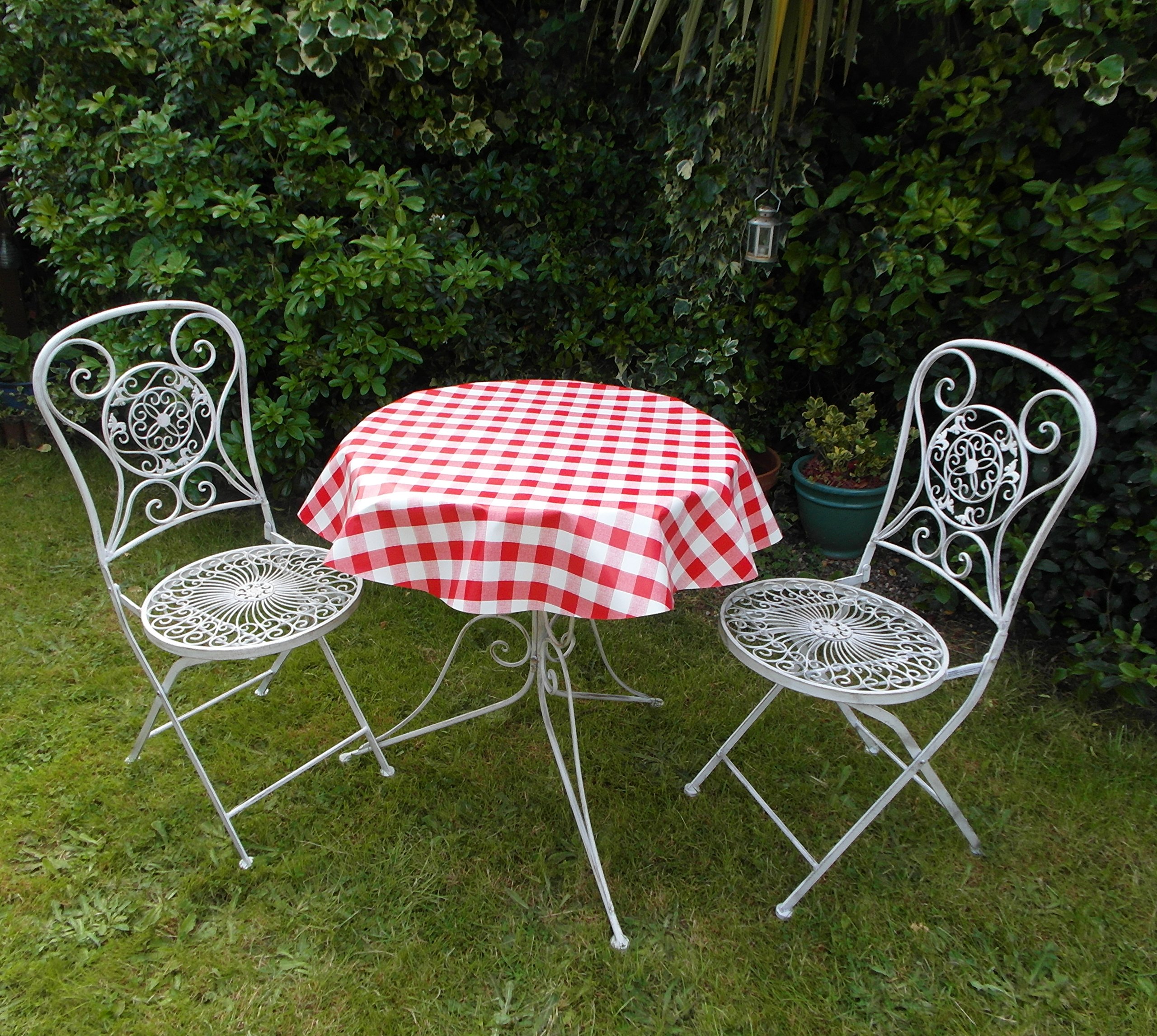 The Tablecloth Company Red, White 39" (1.0M) Diameter Round Bistro Pvc/Vinyl Tablecloth - Red & White Gingham Check