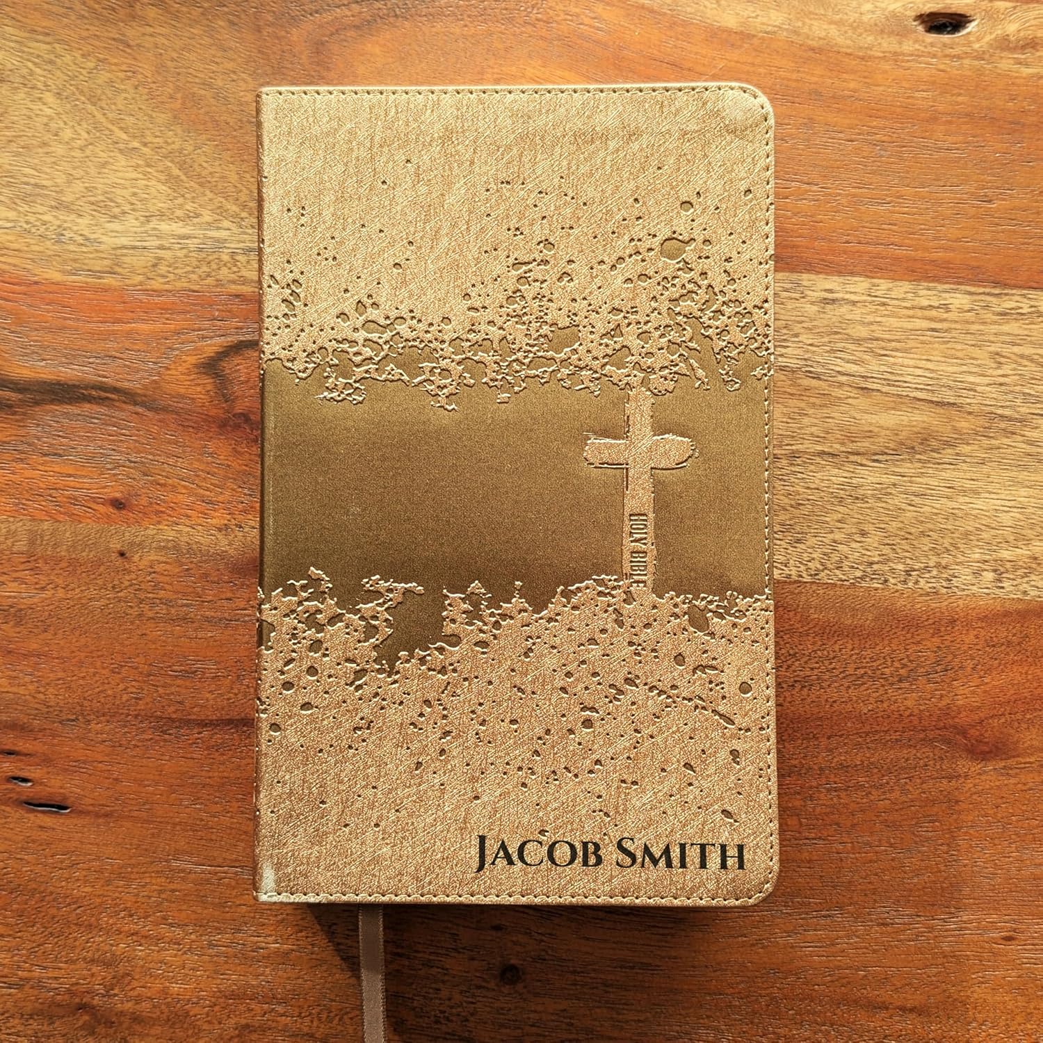 SacredBound Personalized NIV Kids Visual Study Bible – Engraved Name LeatherSoft Bronze | Full Color Illustrated Bible for Kids, Red Letter (Name Only)