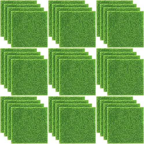 Vista 14 de Elcoho 12 piezas de césped artificial para manualidades, jardín de hadas, 6 x 6 pulgadas, para decoración en miniatura, casa de muñecas, decoración