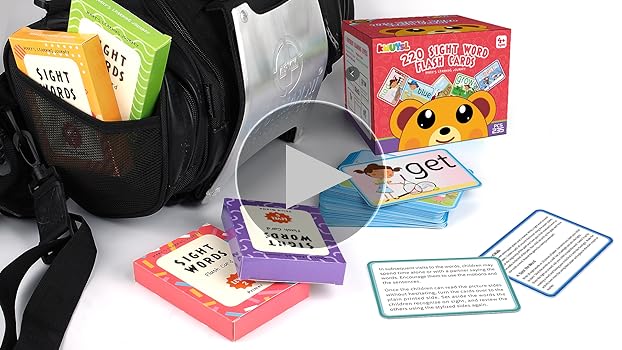KMUYSL Sight Words Flash Cards - 220 Dolch Sight Words English Learning Cards Games with Pictures,Motions & Sentences for Kids Ages 4-8, Pre K,