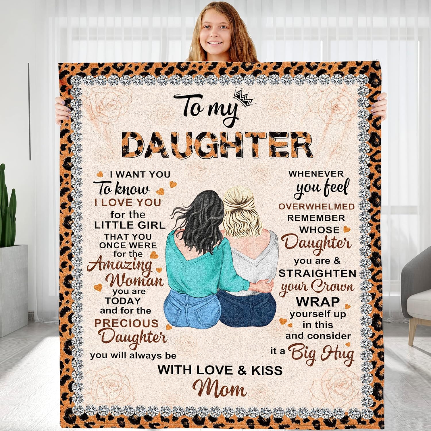 KERAOO to My Daughter Birthday Gifts, Daughter Flannel Throw Blankets Gift, Mother's Day Wedding