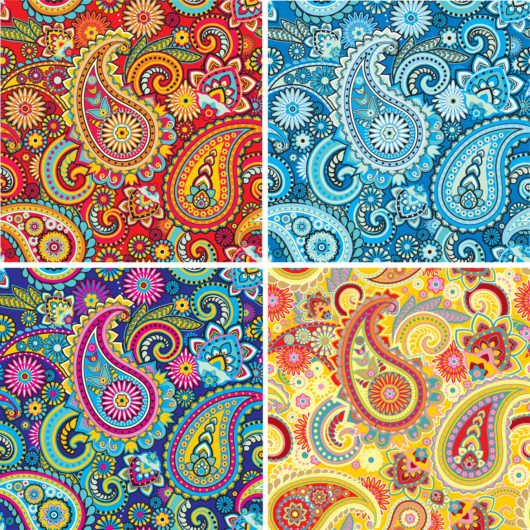 Four 12" x 12" Blinggasm® Vinyl Sheets Set,Paisley Pattern Outdoor Vinyl 052
