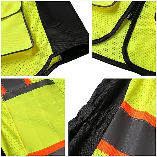 Miniatura 7 de Chaleco de seguridad para mujeres, chaleco de trabajo reflectante de alta visibilidad con 9 bolsillos múltiples y cremallera