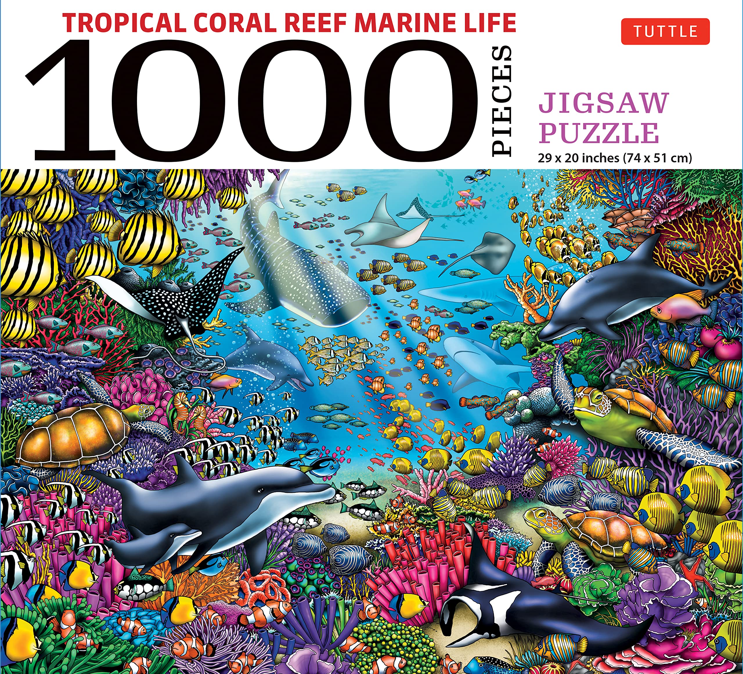 Tropical Coral Reef Marine Life - 1000 Piece Jigsaw Puzzle: Finished Size 29 in X 20 inch (74 x 51 cm)
