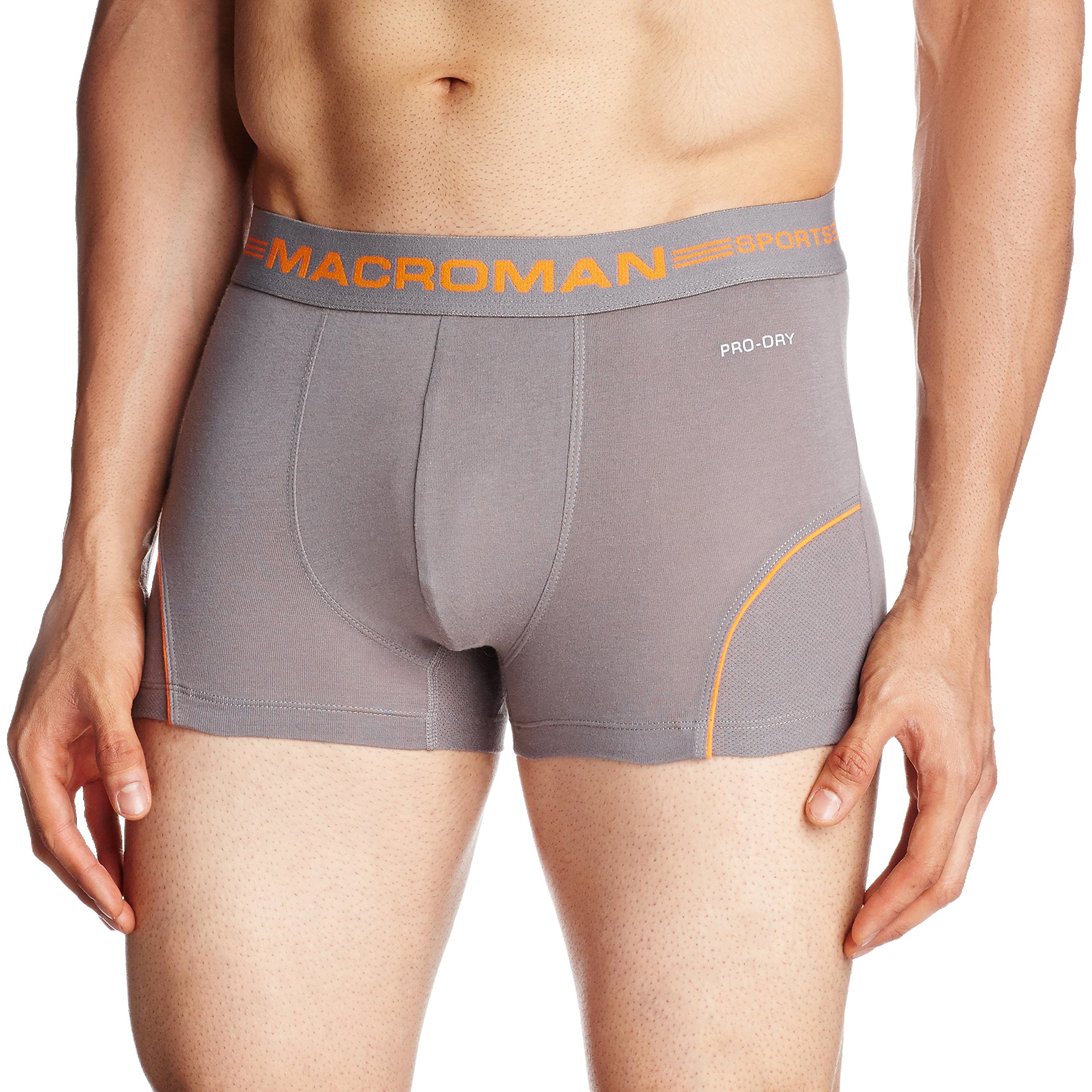 Macroman M-SeriesMacroman Pro Sports Trunk for Men in Cotton Stretch “Pro-Dry” Fabric, Moisture-Wicking Trunk Underwear for Men with Mesh Inserts, Grey, M, Pack of 1