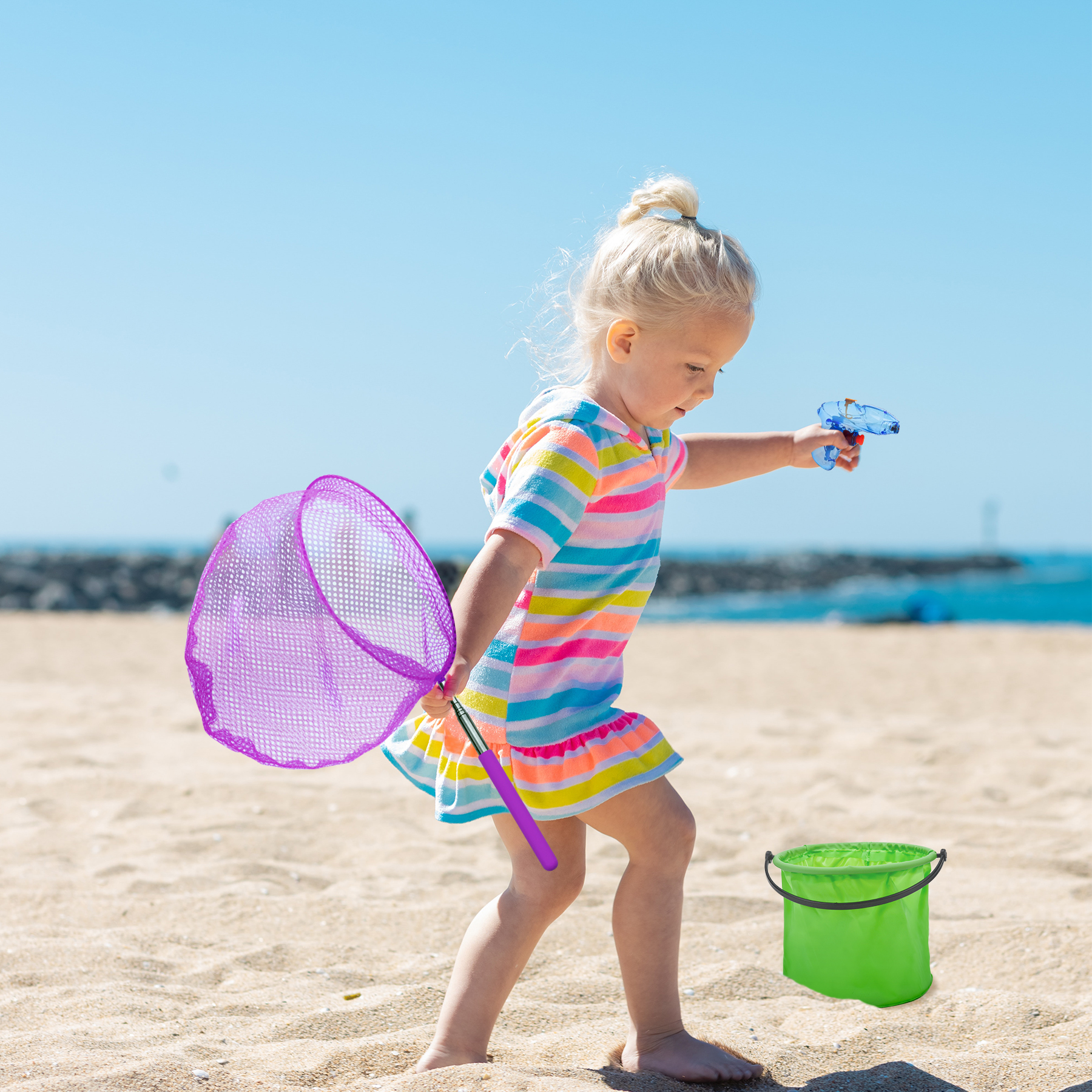 Retino Telescopico Bambini + Secchio Pieghevole - Set Per Catturare Insetti - Foto 6