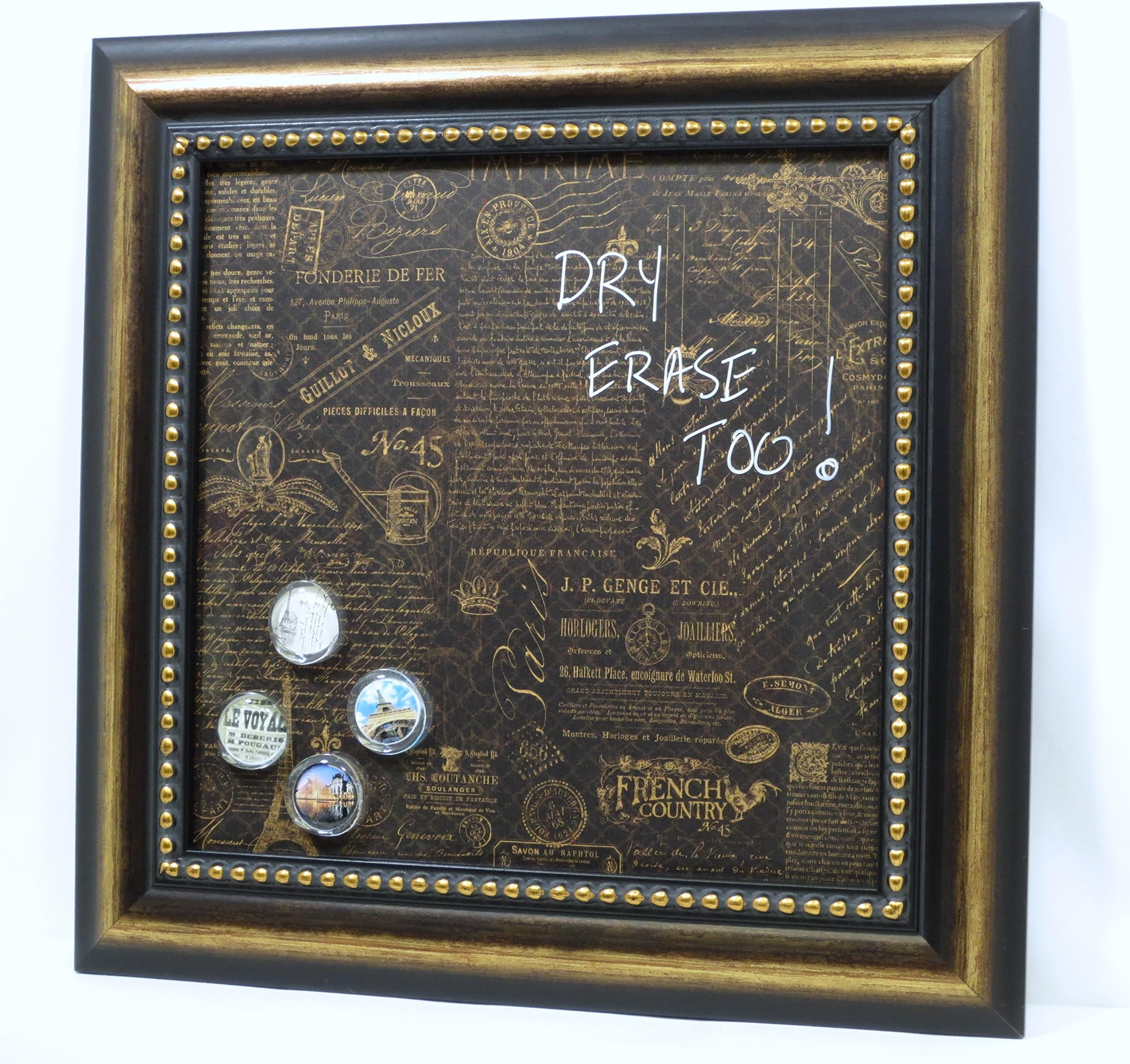 Handcrafted Magnetic Dry-Erase Memo Board - Decorative Framed Memo Board - French Country Design - includes magnets