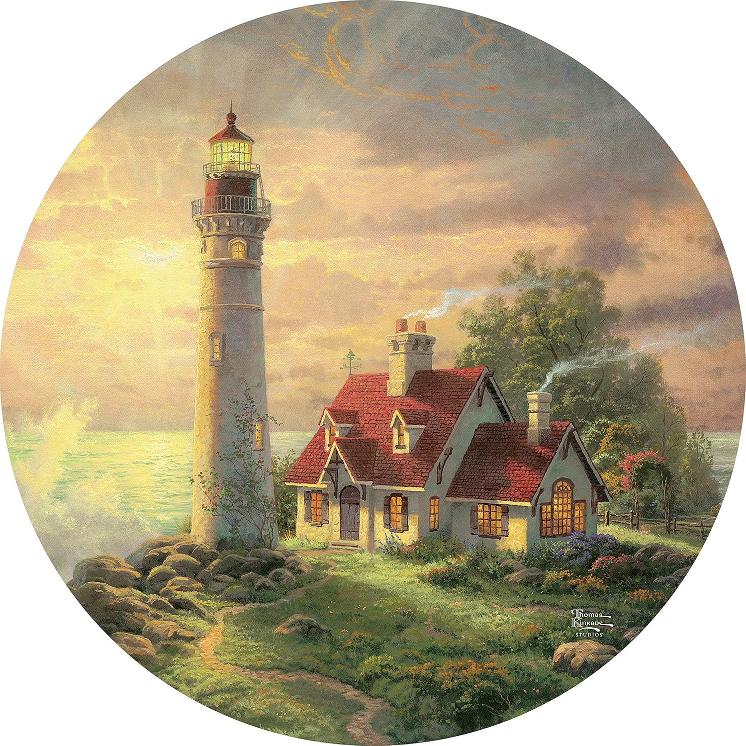 Ceaco - Thomas Kinkade 8 in 1 Multipack Jigsaw Puzzle Bundle Set - (2) Round 300, (4) 550, (1) 750, (1) 1000 Pieces, Kids and Adults : Everything Else