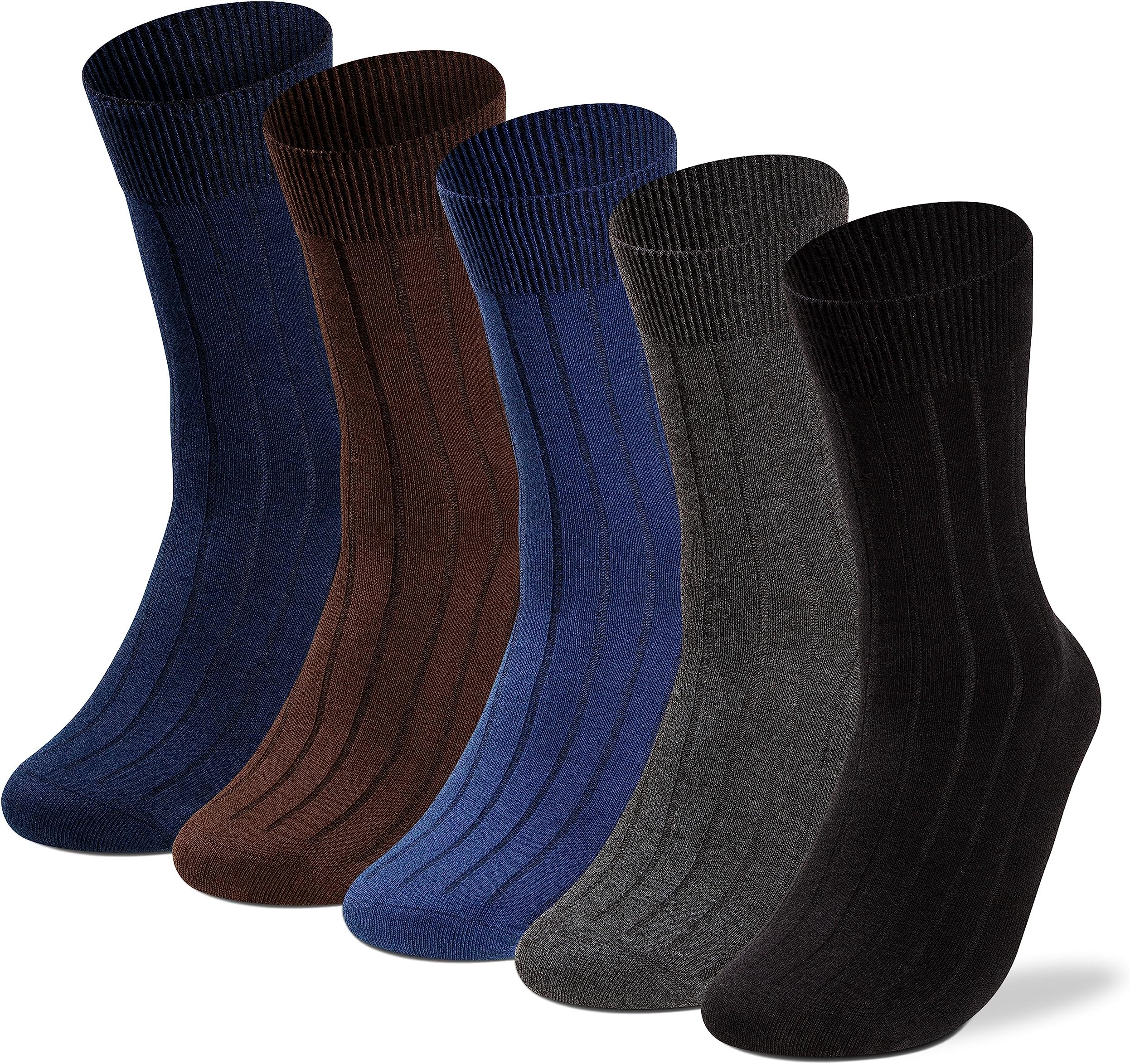 Formal Calf Length Cotton Socks for Man | Durable & Breathable | Anti-Odour, Antibacterial & Moisture Absorbent | Soft & Durable Office Wear | Free Size | Pack of 5