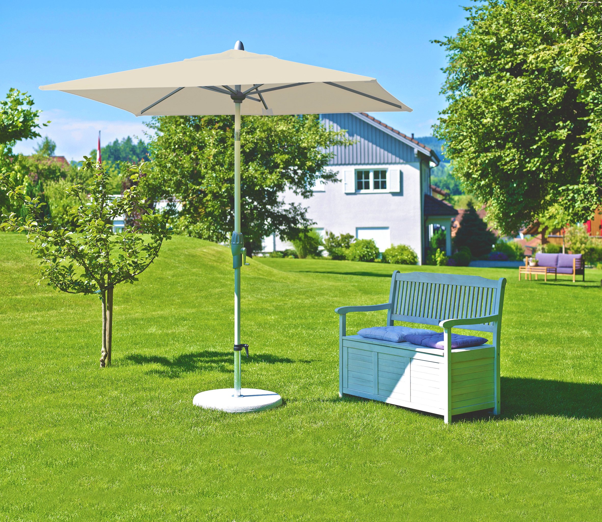Suncomfort by Glatz Sonnenschirm Shell-Turn, off grey, 250 x 200 cm rechteckig, Gestell Aluminium, Bespannung Polyester, 6 kg