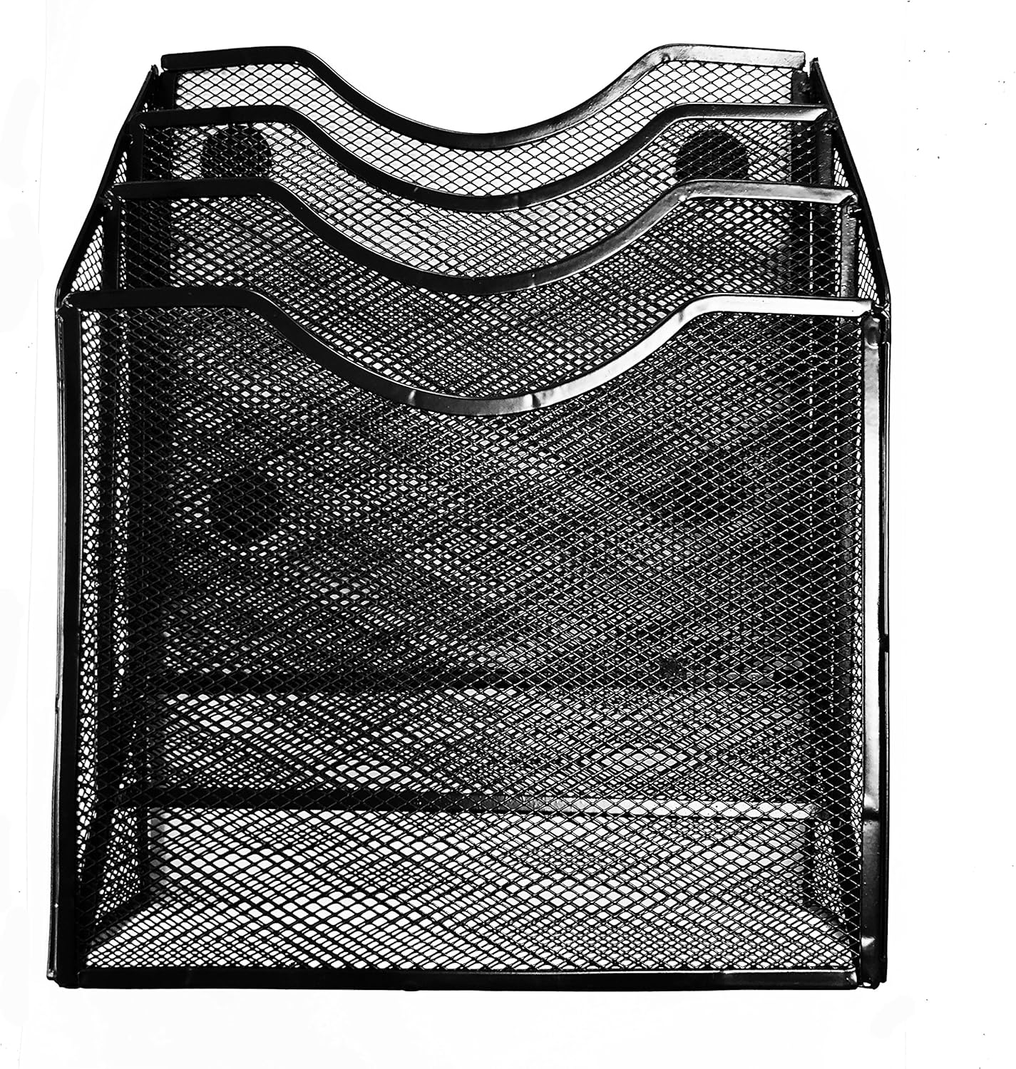 Magazine holder with 3 compartments metal Black for wall or