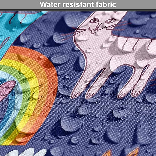 Miniatura 164 de Lunarable - Tela para amantes de perros de The Yard, patrón divertido de animales de dibujos animados en posiciones caprichosas estirando y Beige y