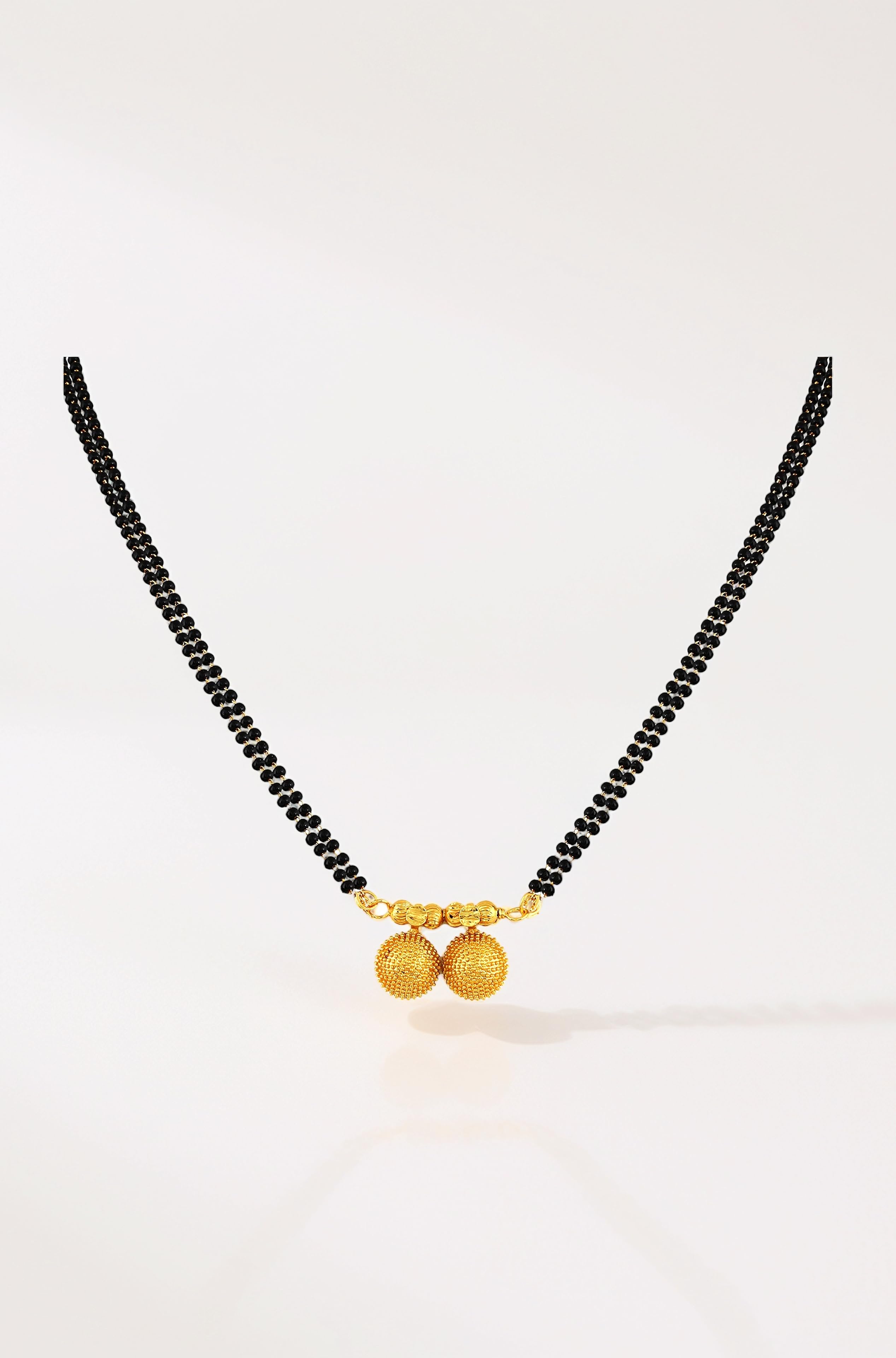 jewellery's Traditional Temple Forming One Gram Gold Long Maharashtrian Wati Mangal sutra Set Tanmaniya Black Vati Mangalsutra For Women double chain golden 30 inch - MS-M950
