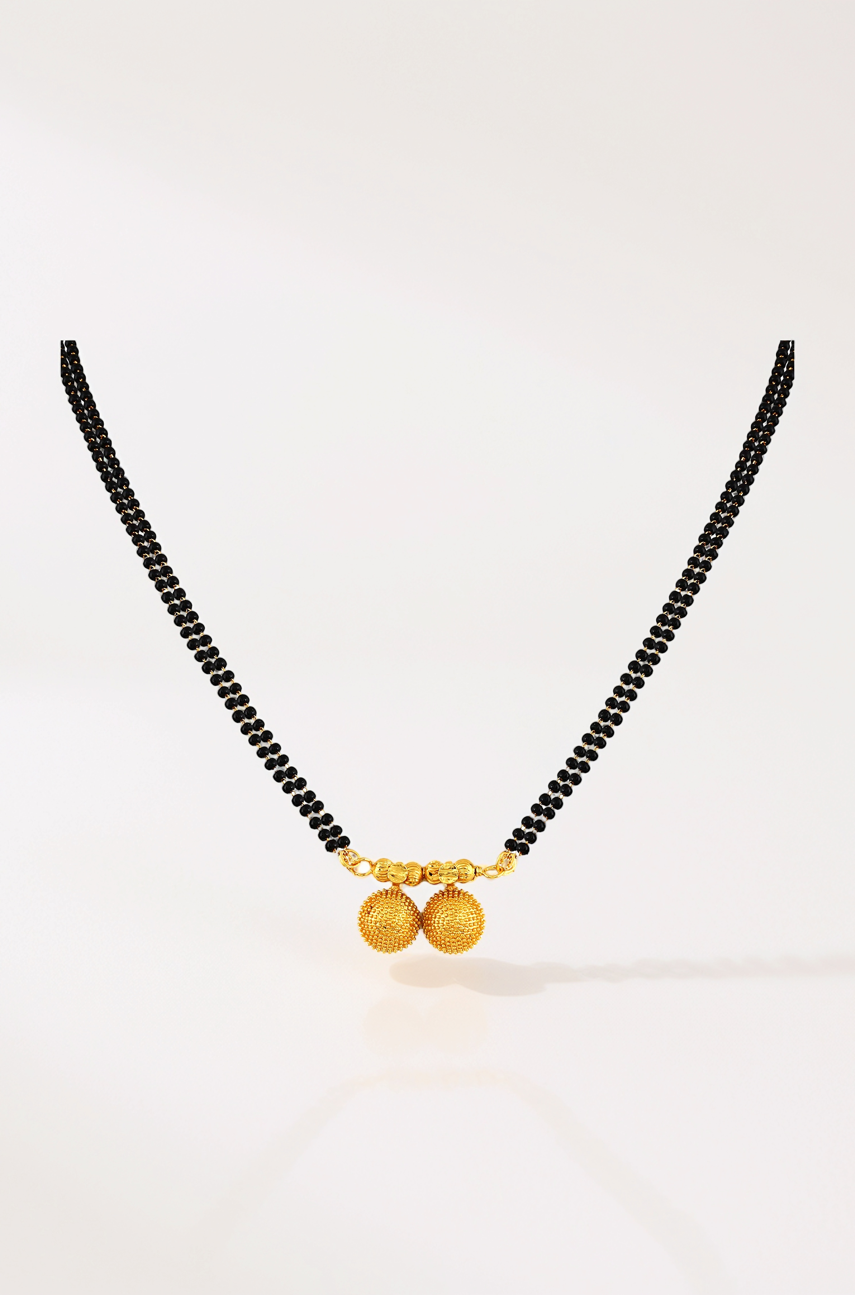 jewellery's Traditional Temple Forming One Gram Gold Long Maharashtrian Wati Mangal sutra Set Tanmaniya Black Vati Mangalsutra For Women double chain golden 30 inch - MS-M950