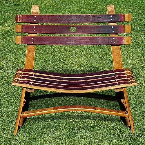 Miniatura 2 de Central Coast Creations Banco de jardín pequeño de barril de vino - Barril de vino hecho a mano Muebles de barril de vino