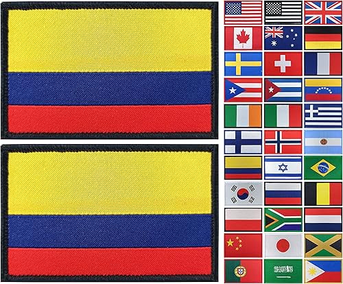 Miniatura 1 de JBCD Paquete de 2 parches de bandera de Colombia, parche táctico de bandera del orgullo para ropa, sombrero, parche militar