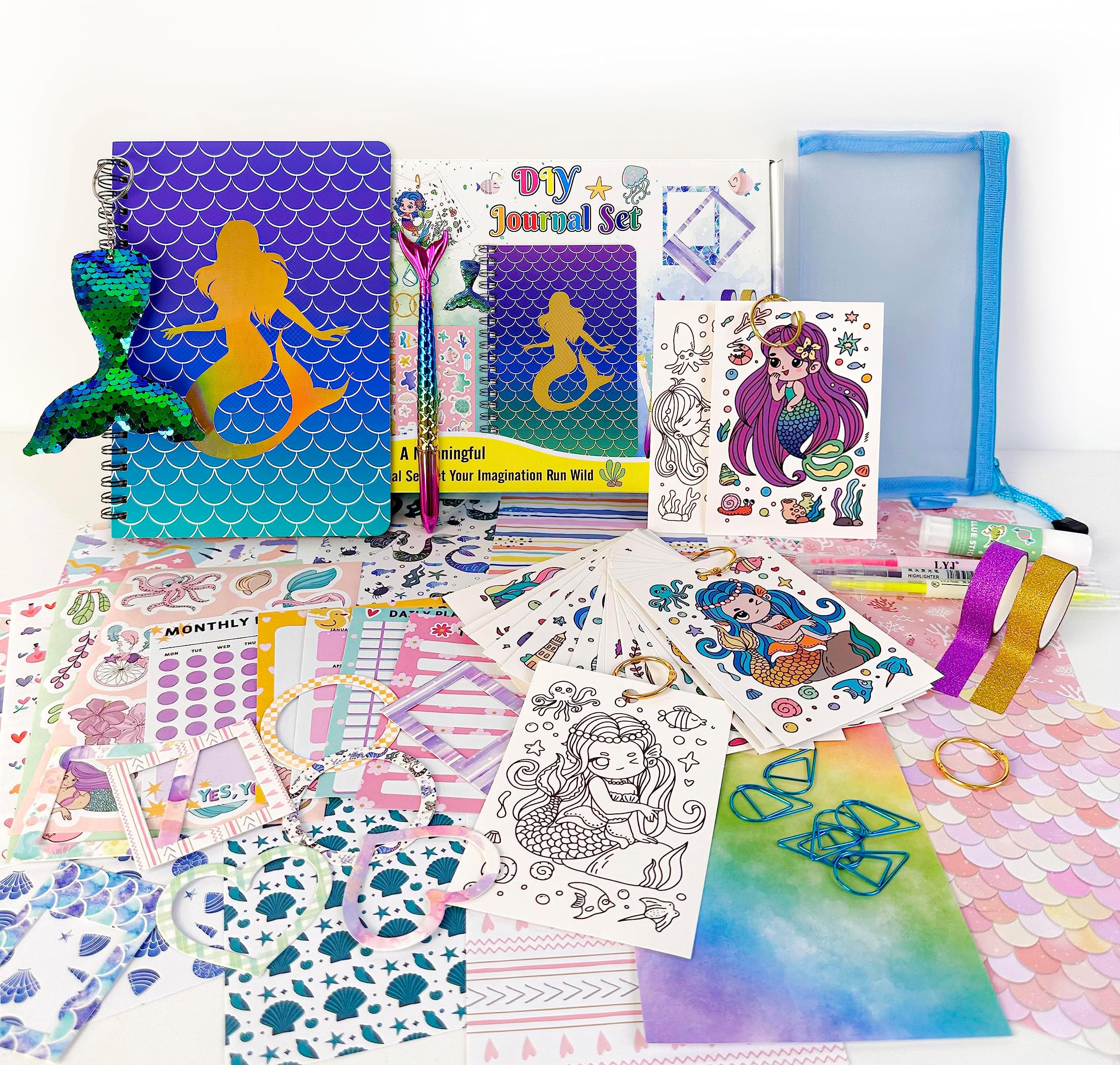 DIY Journal Kit for Girls 8-12, Great Gift for Girl 8-14, Cool Birthday Gifts Ideas for Kids Ages 6-8, 8-10, 9-12, 10-12 Years Old - Fun, Cute Art Crafts Stuff for Teens, Scrapbook Diary Supplies Set