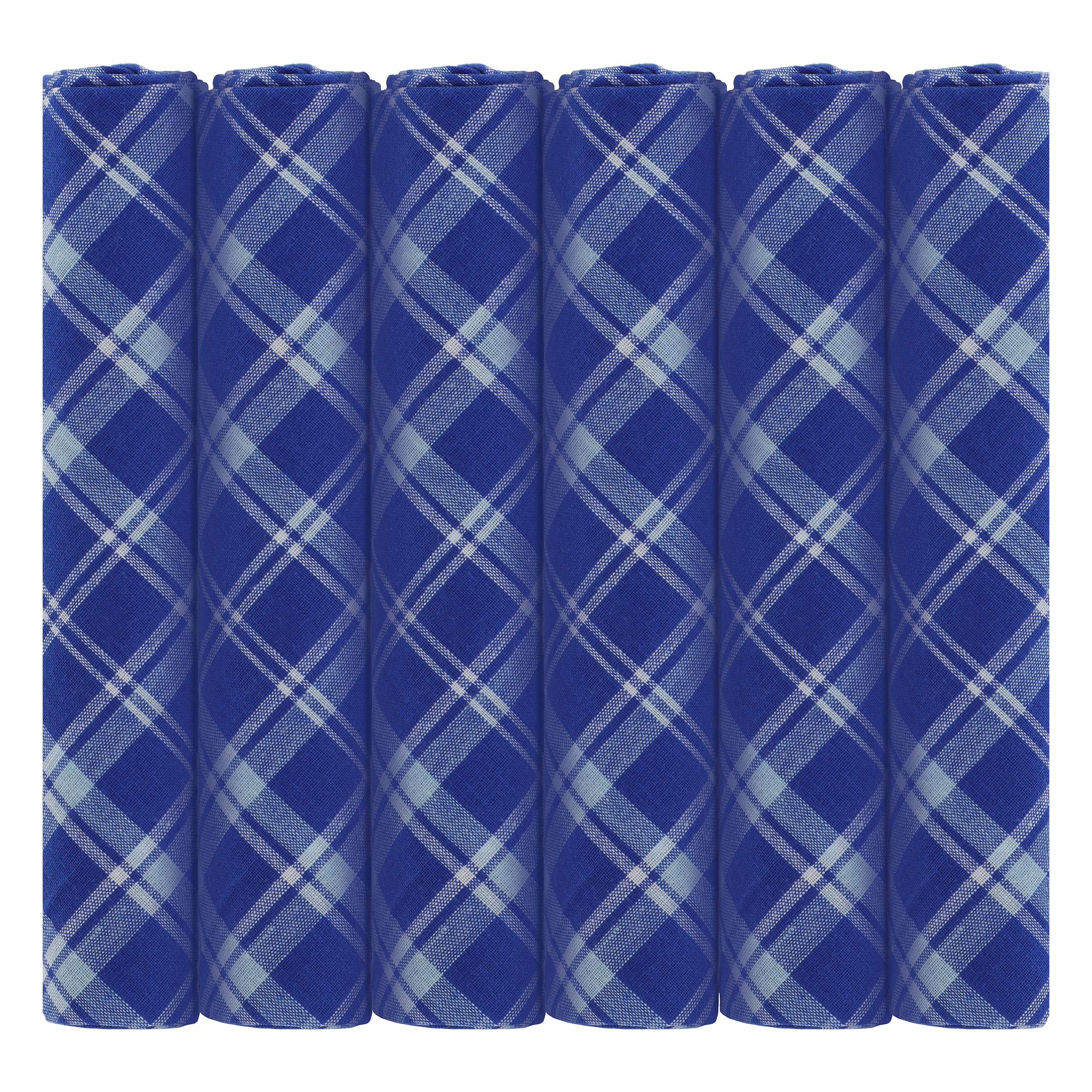 Mandittions Men's 1 Pk Blue Checked Pack Of 6 Blue Checked Cotton Handkerchiefs