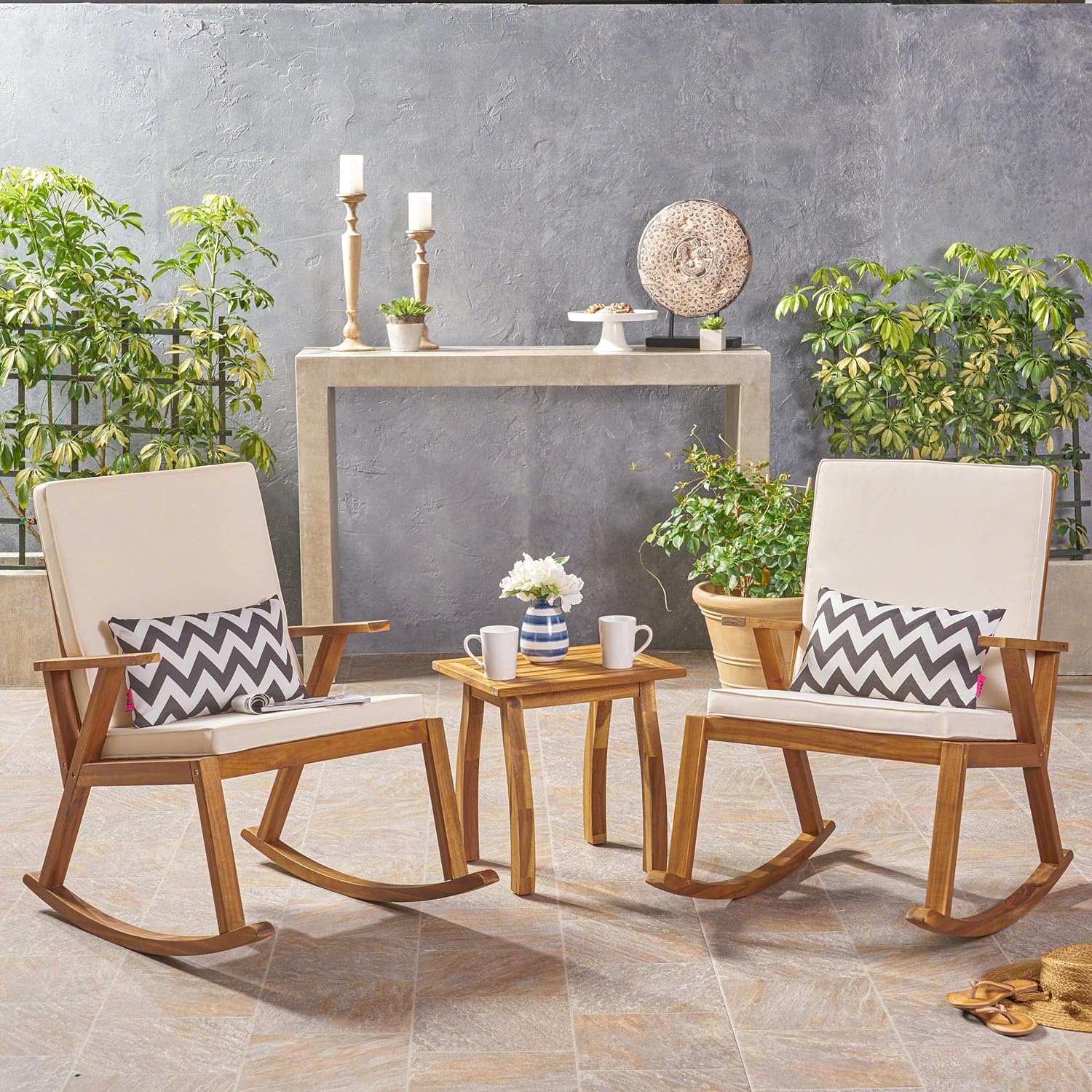 Great Deal Furniture Alize Outdoor Acacia Wood Rocking