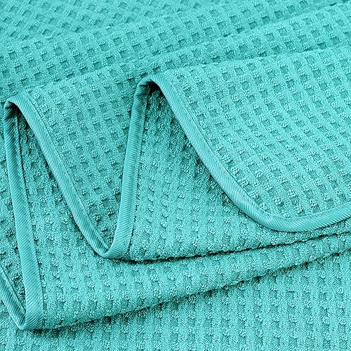 Miniatura 8 de POLYTE Toalla de baño de microfibra de gran tamaño de secado rápido sin pelusas, 60 x 30 pulgadas, juego de 2 (gris, tejido de gofre)